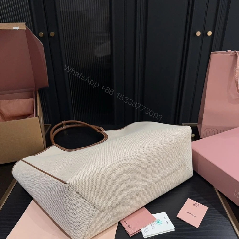 View 4 of MIUMIU IVY TOTE BAG BEIGE AND BRANDY 38CM