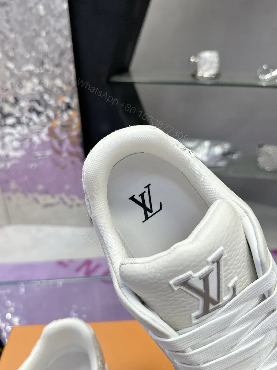 View 9 of White Leather-Luxe Snakeskin Runner: Modern Minimal Luxury Sneaker