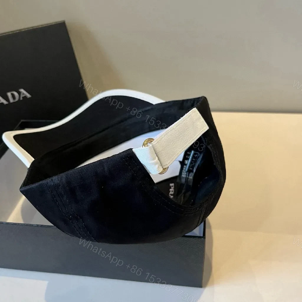 View 9 of Bold Monochrome Cap with White Accent Cap, Prada-Style Logo