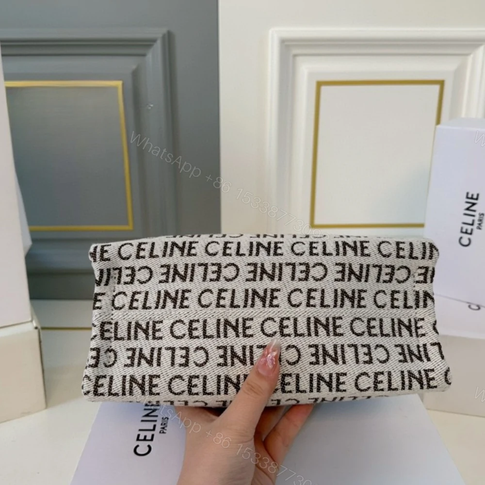 View 4 of CELINE SMALL CABAS THAIS IN TEXTILE WITH CELINE ALL OVER WHITE 26CM