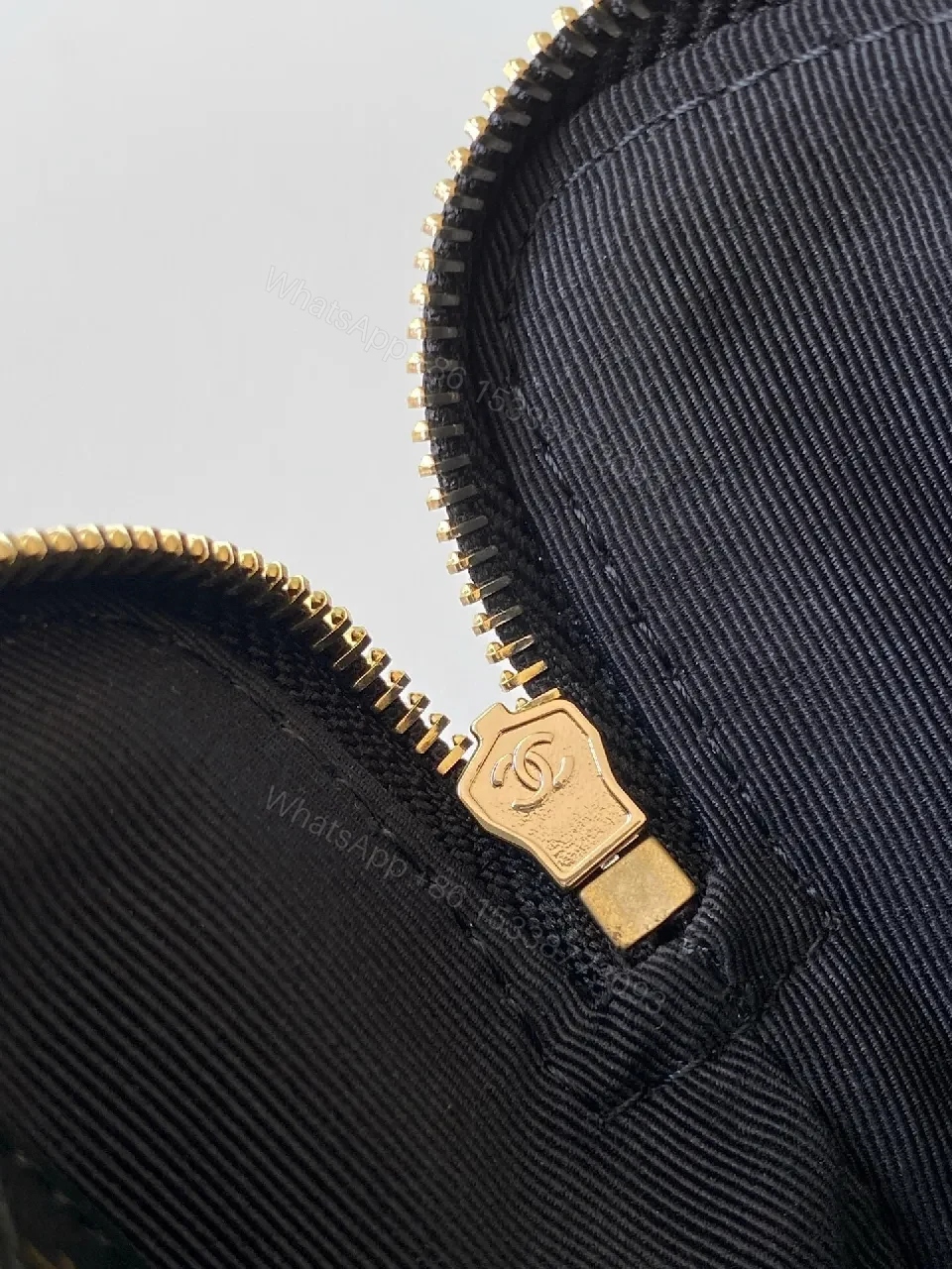 View 8 of Black Quilted Crossbody Bag with Gold Chain