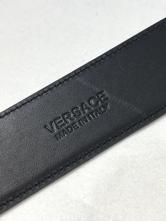 View 4 of Versace Belt: Black Calfskin, Medusa Buckle, Luxury Statement