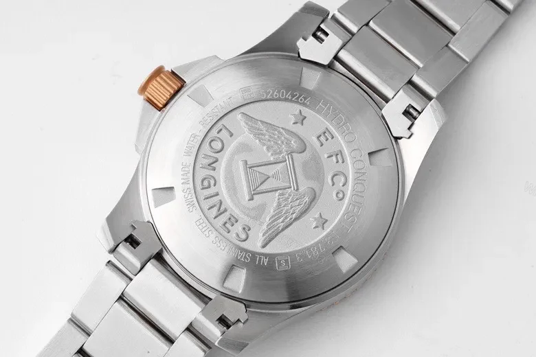 View 7 of Longines Conquest Diver Watch Black Dial Two Tone Stainless Steel and Rose Gold Bracelet Automatic