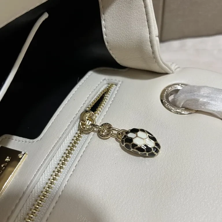 View 8 of Crisp White Leather Bag with Serpenti Clasp â€” BVLGARI Style