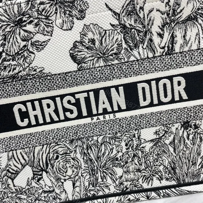 View 7 of Monochrome Floral Dior Tote: Bold Everyday Luxury Bag