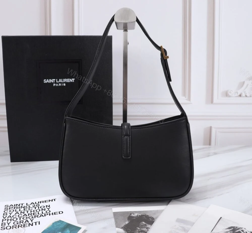 View 4 of Saint Laurent Le 5 À 7 Hobo Bag In Smooth Black Gold 23Cm 6572282R20W1000