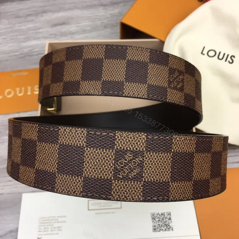 View 8 of Louis Vuitton Damier Canvas Belt with Signature Buckle