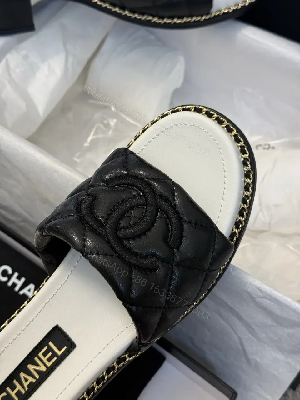 View 3 of Quilted Leather Slide – Lux Comfort, Couture-Inspired