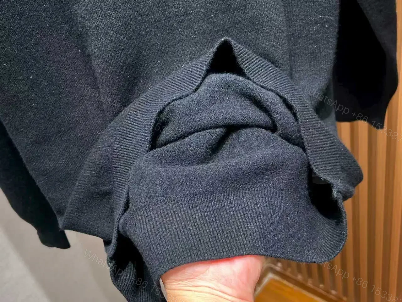 View 2 of Black Wool-Blend Knit, Subtle Logo, Premium Everydaywear