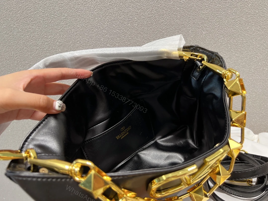 View 2 of VALENTINO GARAVANI SMALL STUD SIGN HOBO BAG IN BLACK