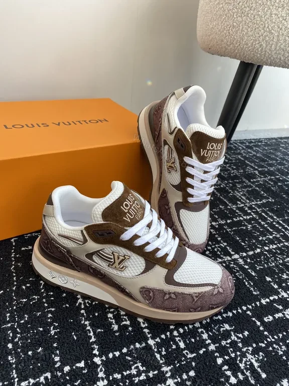 View 9 of Brown Monogram-Trim LV-Style High-Tops for All-Day Comfort