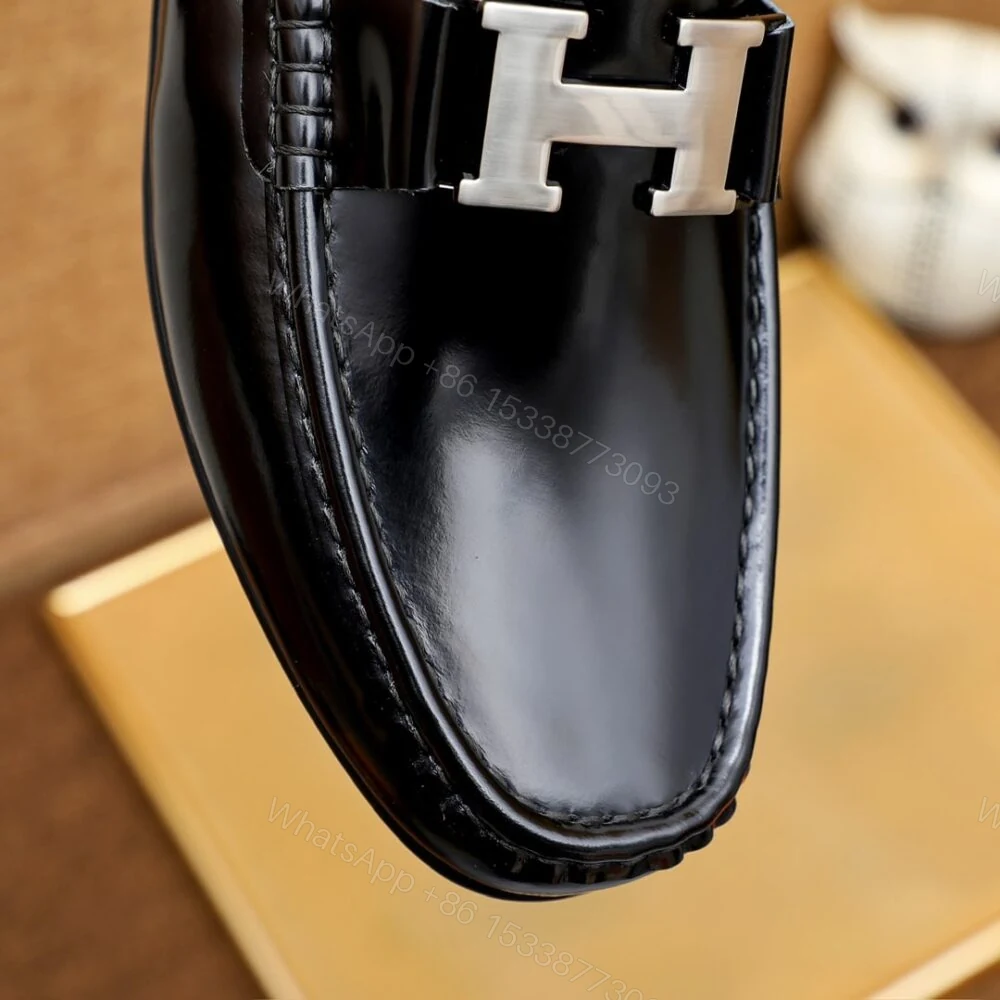 View 8 of Hermes Men’S Loafer Moccasin Polish With H Silver In Black