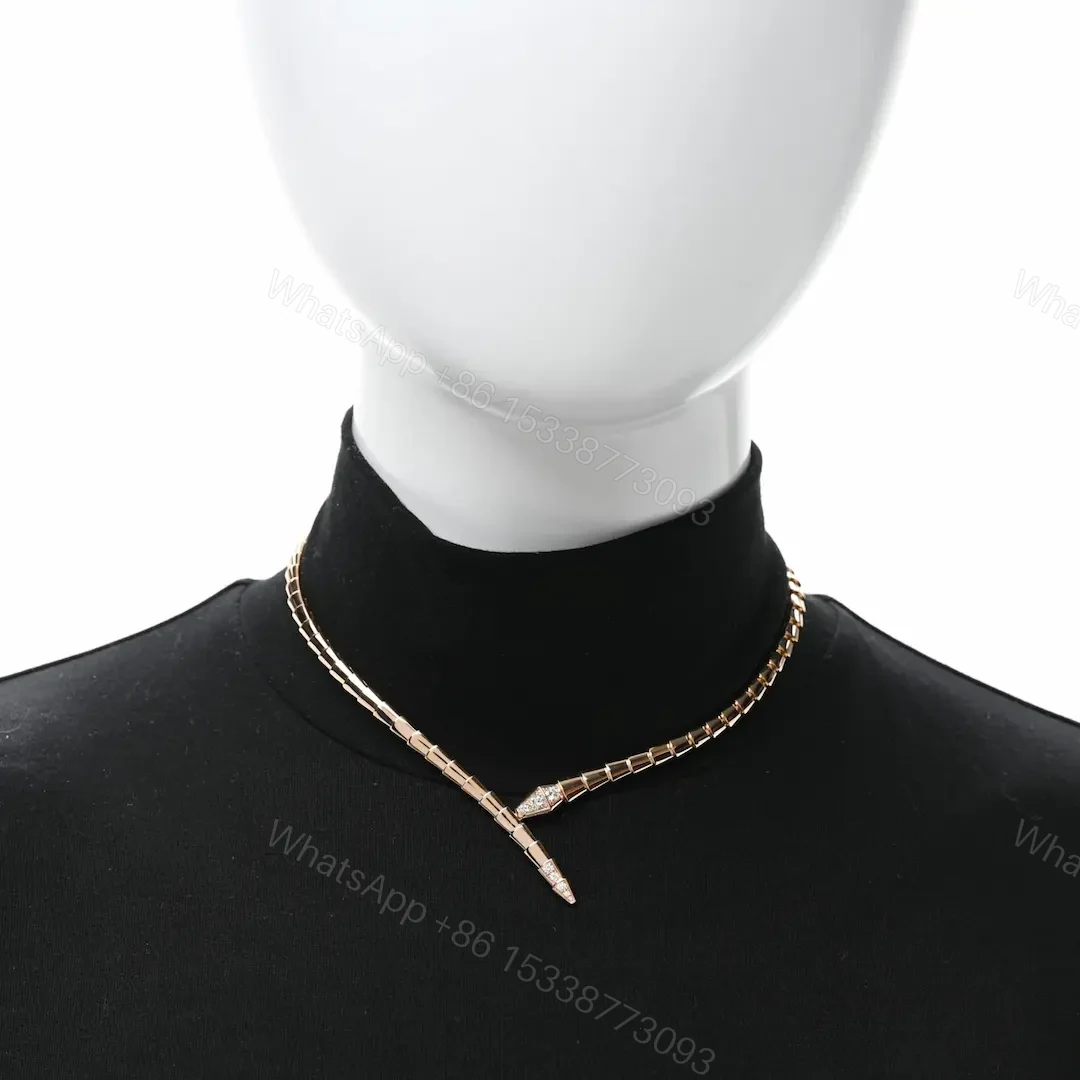 View 6 of 18K Rose Gold Bulgari Serpenti Viper Necklace with Diamonds