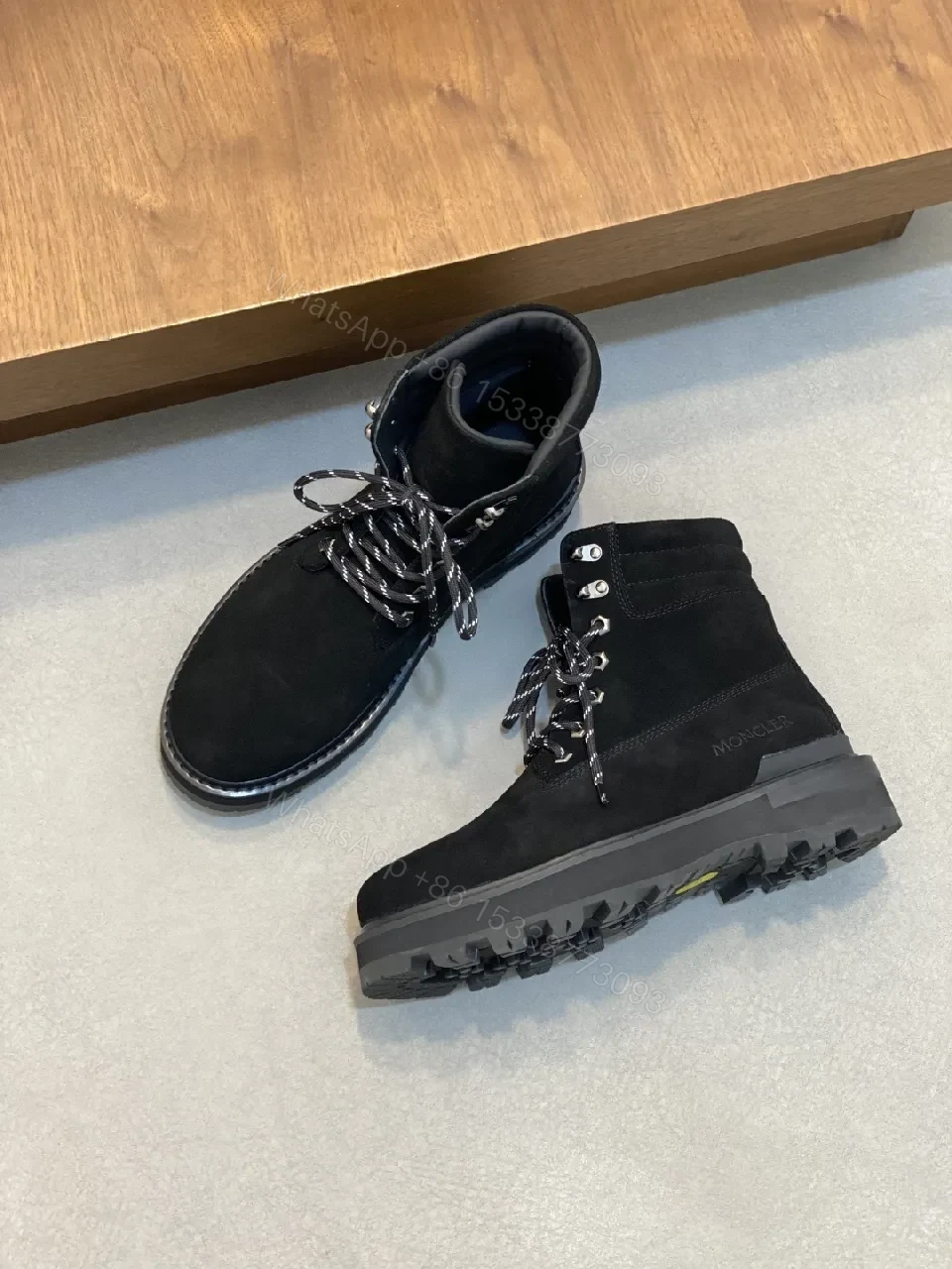 View 9 of Black Suede Leather Lug-Soled Boots, Urban Luxury Style