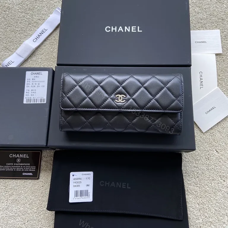 View 4 of Chanel-Inspired Quilted Wallet â€“ Black Leather, Compact Frame