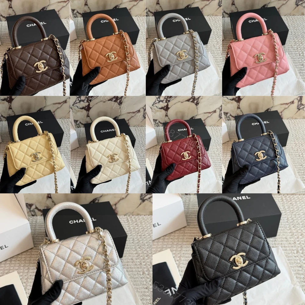 View 9 of Chanel Mini Flap Bag With Top Handle Shiny And Gold Tone Metal Black 15Cm