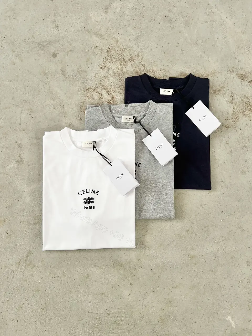 View 2 of Minimalist Cotton Tee: Subtle Luxury, Regular Fit, Navy/Gray/White