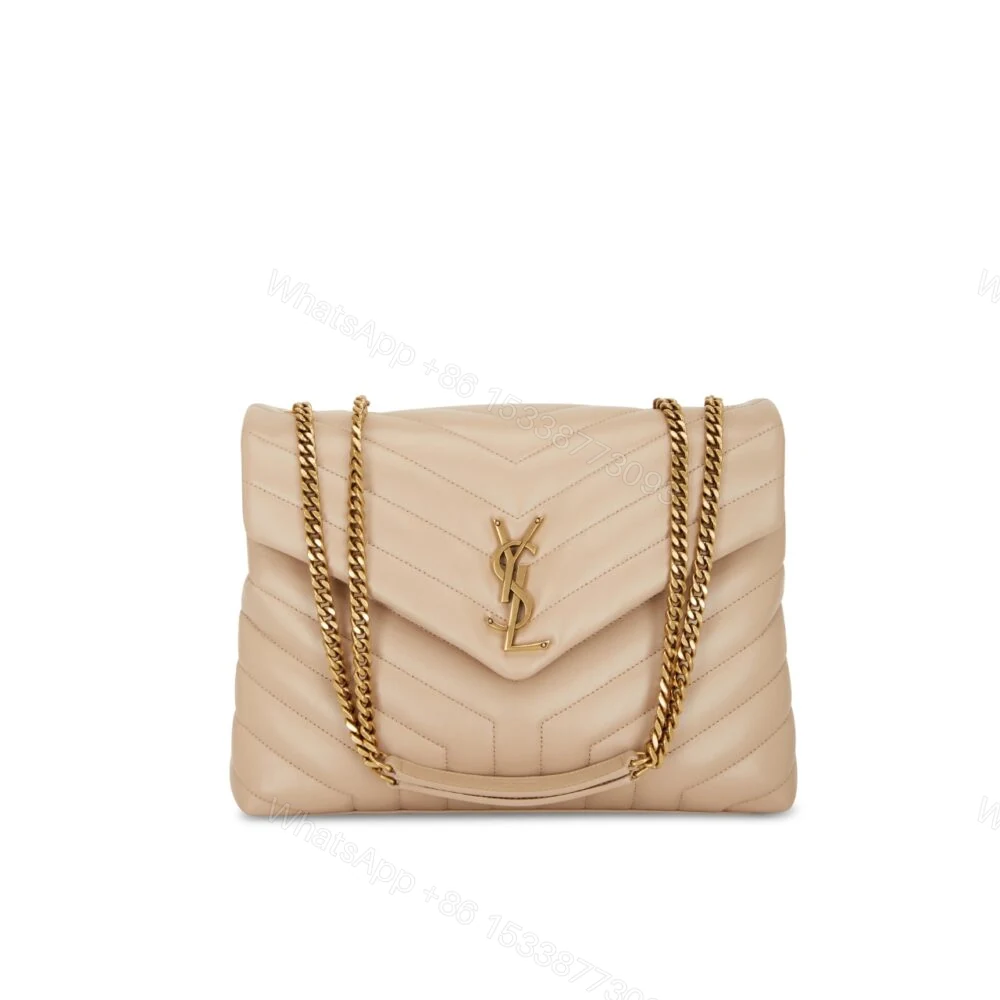 Saint Laurent Loulou Small Chain Bag In Matelassé Y Beige Gold 23Cm 494699DV7272721 — view 1