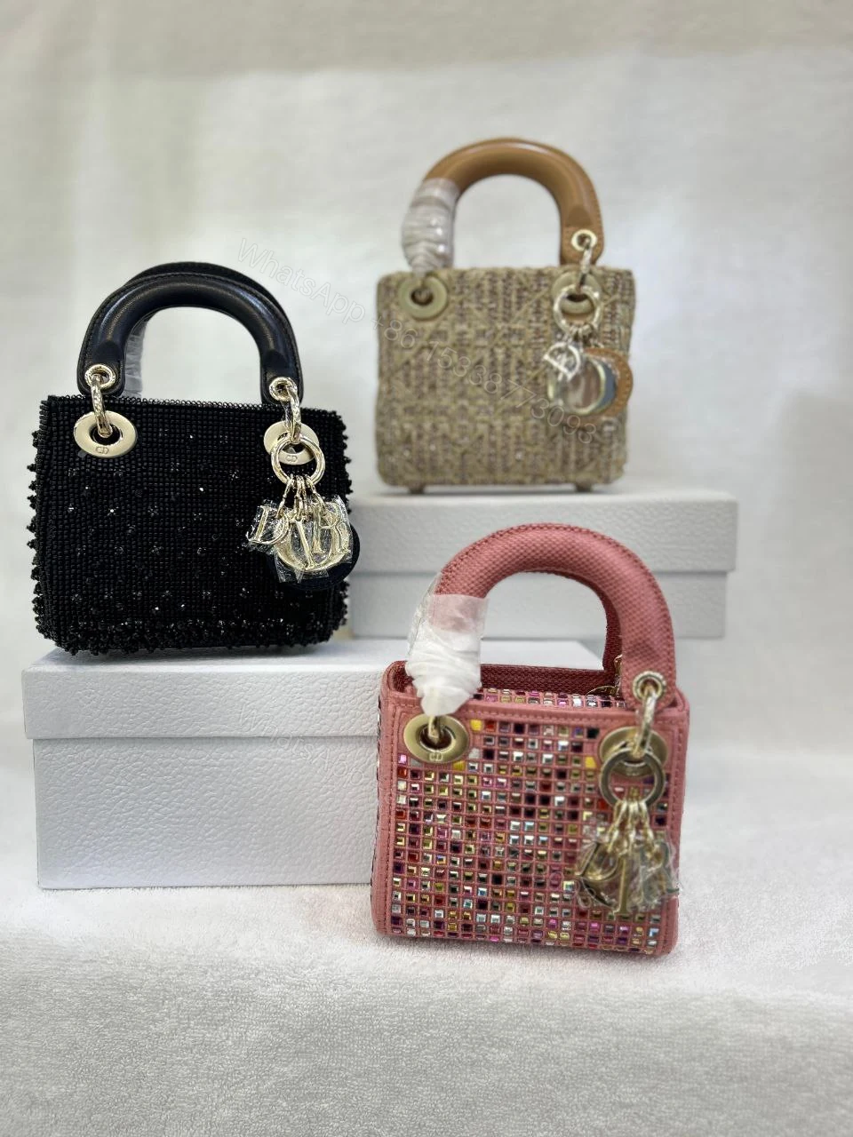 View 7 of CHRISTIAN DIOR Metallic Calfskin Crystal Mini Lady Dior