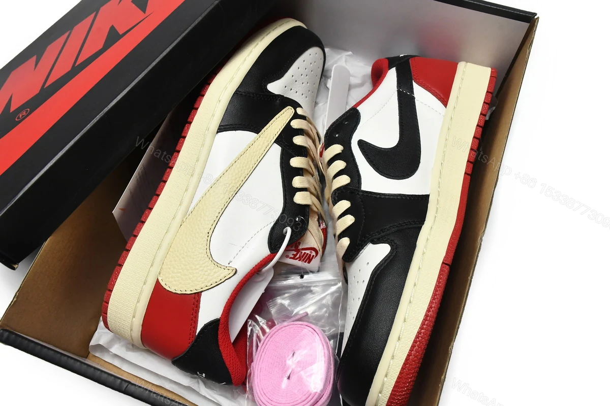 View 4 of Travis Scott x Air Jordan 1 Low Black Red DM7866-166