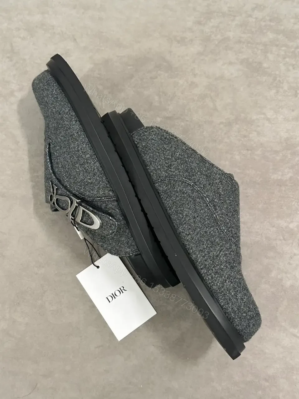 View 7 of Gray Woolen Sleek Style Buckle-Accent Platform Shoes
