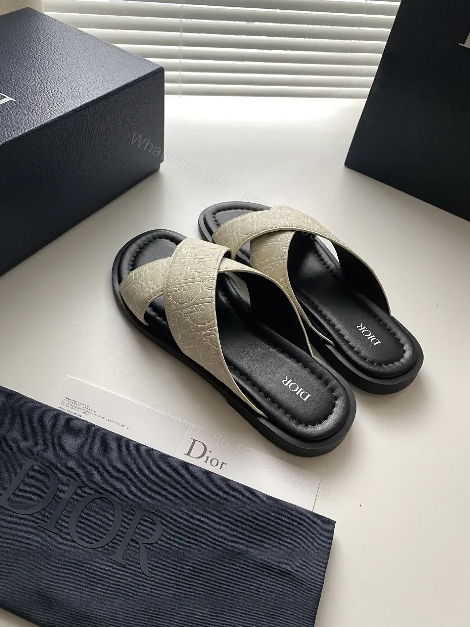 View 8 of Beige + Leather + Minimalist + Cushioned Comfort + Slides