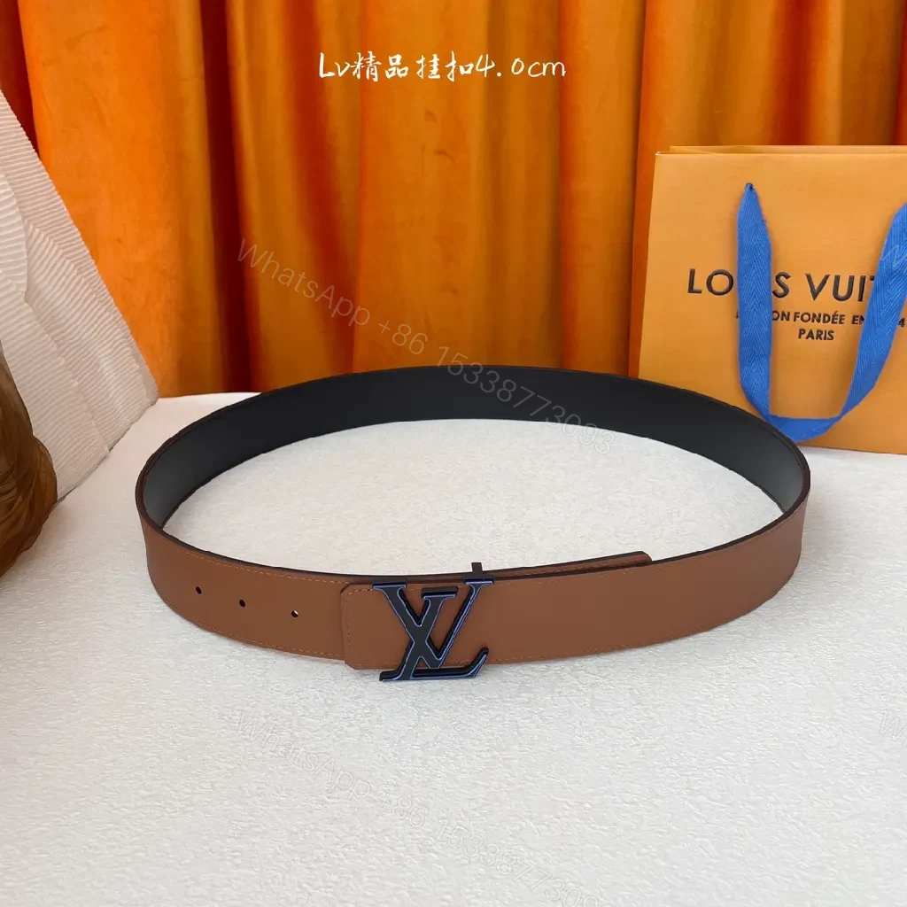 View 5 of Brown Leather Belt with LV Buckle: Timeless Luxury Belt