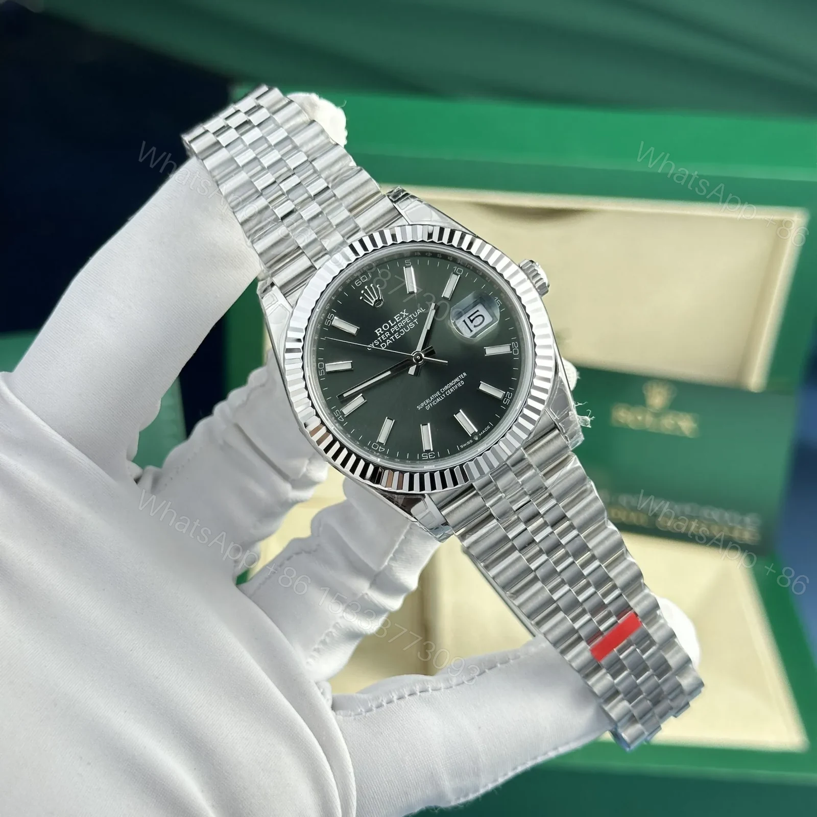 View 4 of Rolex Datejust Green Dial 126334 Jubilee 41 mm