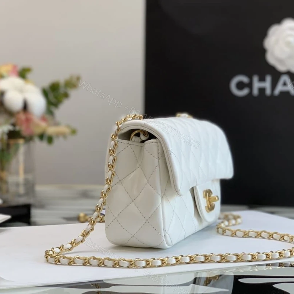 View 5 of Chanel Quilted Mini CC Pearl Crush Rectangular Flap White 20Cm