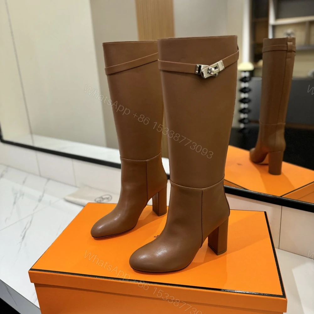 高仿Hermes*H202250ZA3小牛皮高筒靴棕色8.5CM免檢版 — view 1