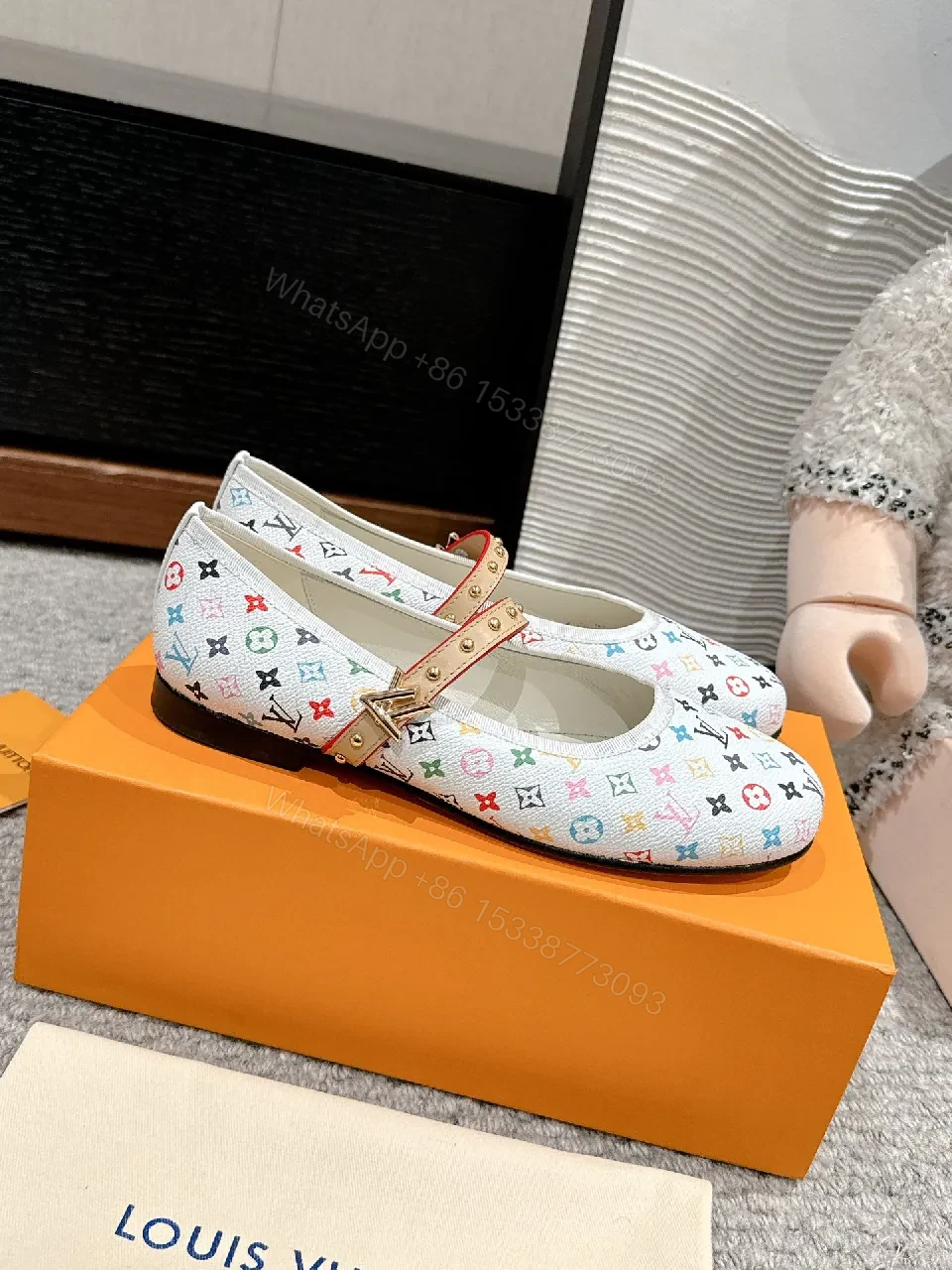 View 4 of Colorful Monogram Mary Jane Satiny Comfort Footwear