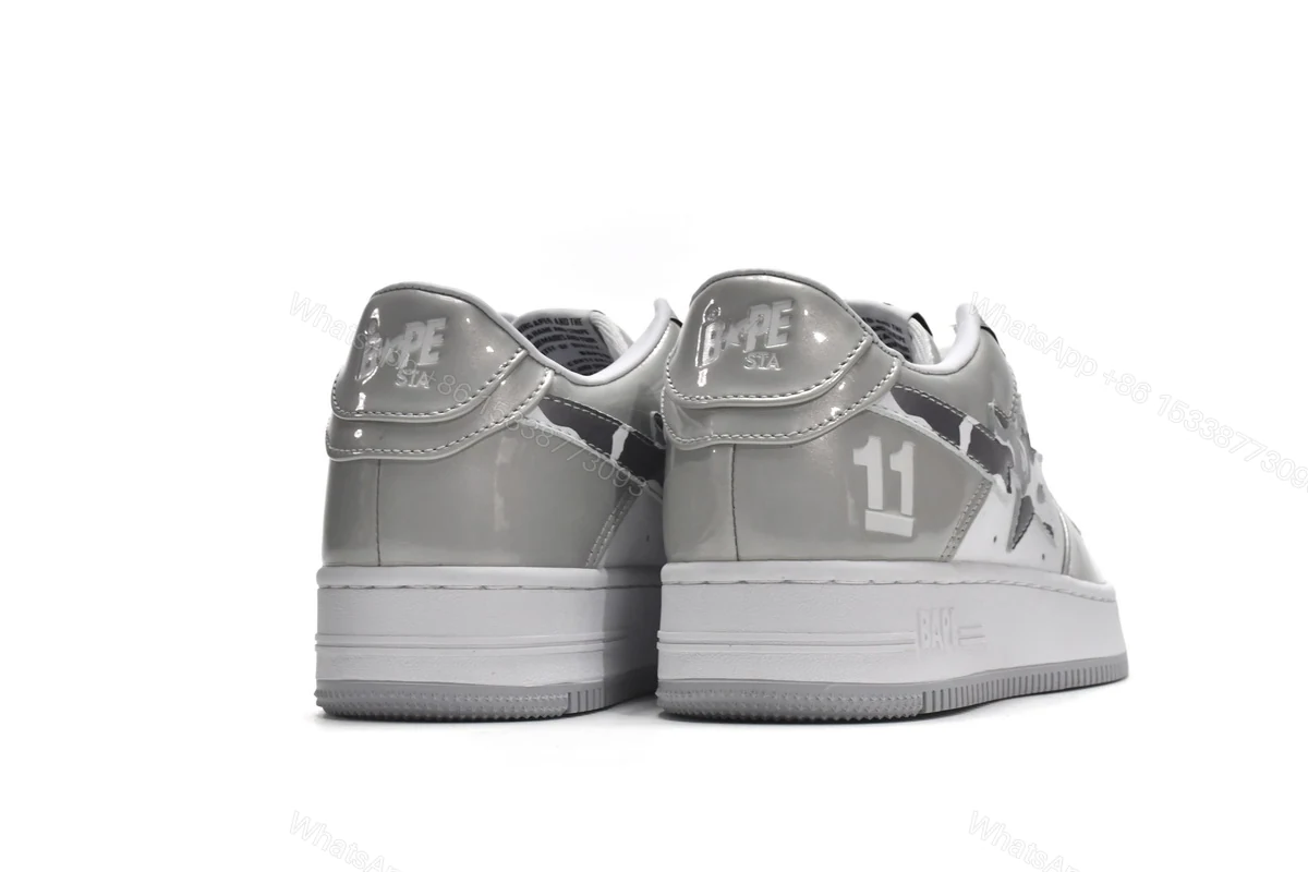 View 3 of Cheap Fake BapeSta Low White Grey Mirror Surface