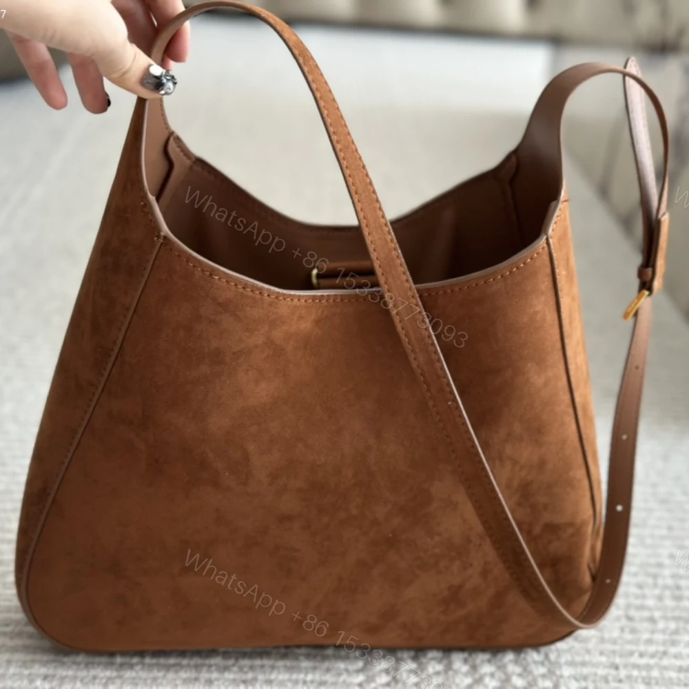 View 9 of PRADA LARGE SUEDE SHOULDER BAG COCOA BROWN 34CM