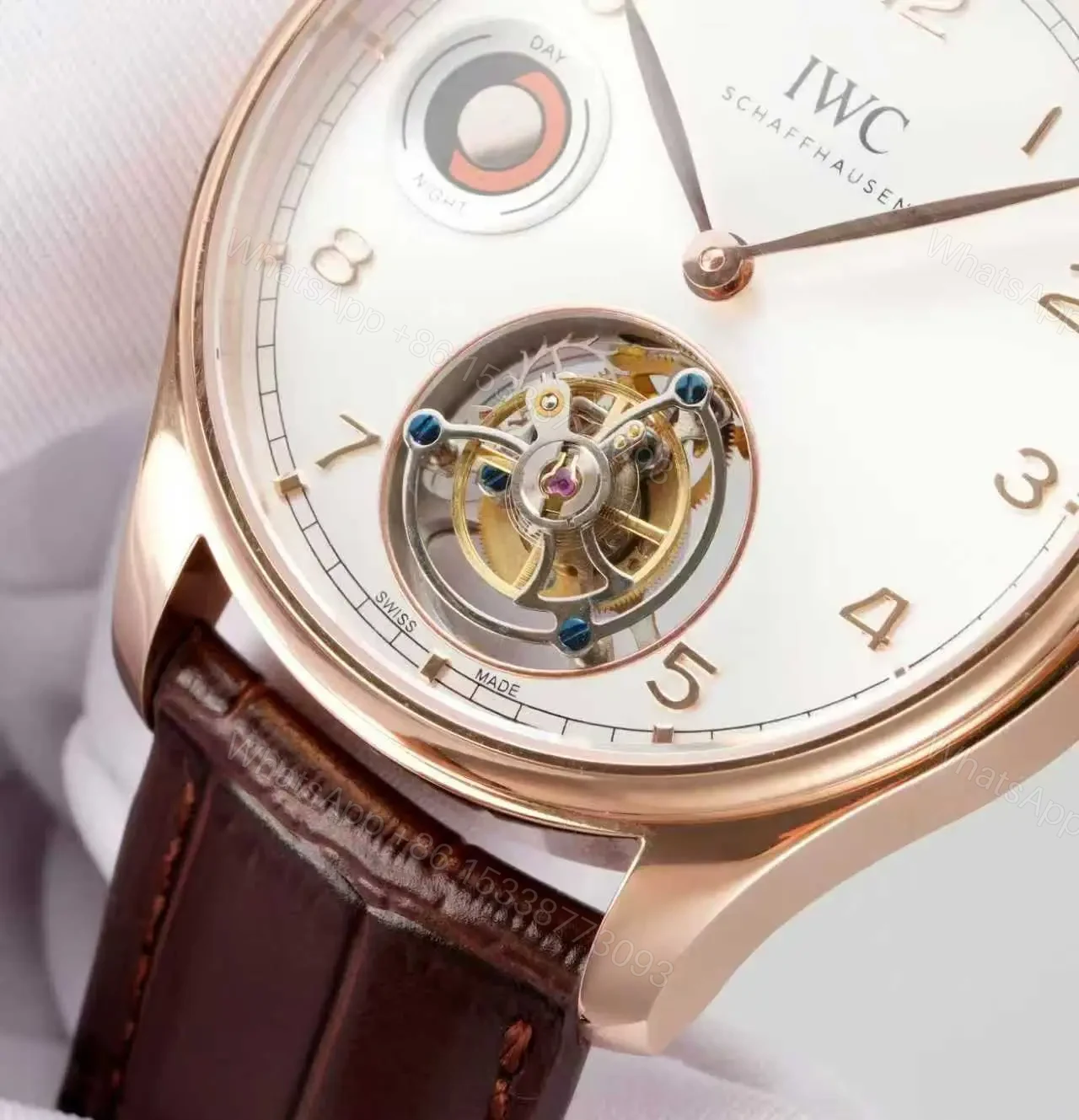View 4 of IWC Tourbillon Watch White Dial Rose Gold Leather Strap Ultimate 42MM IWC-TOUR-WHT-RG42-V2