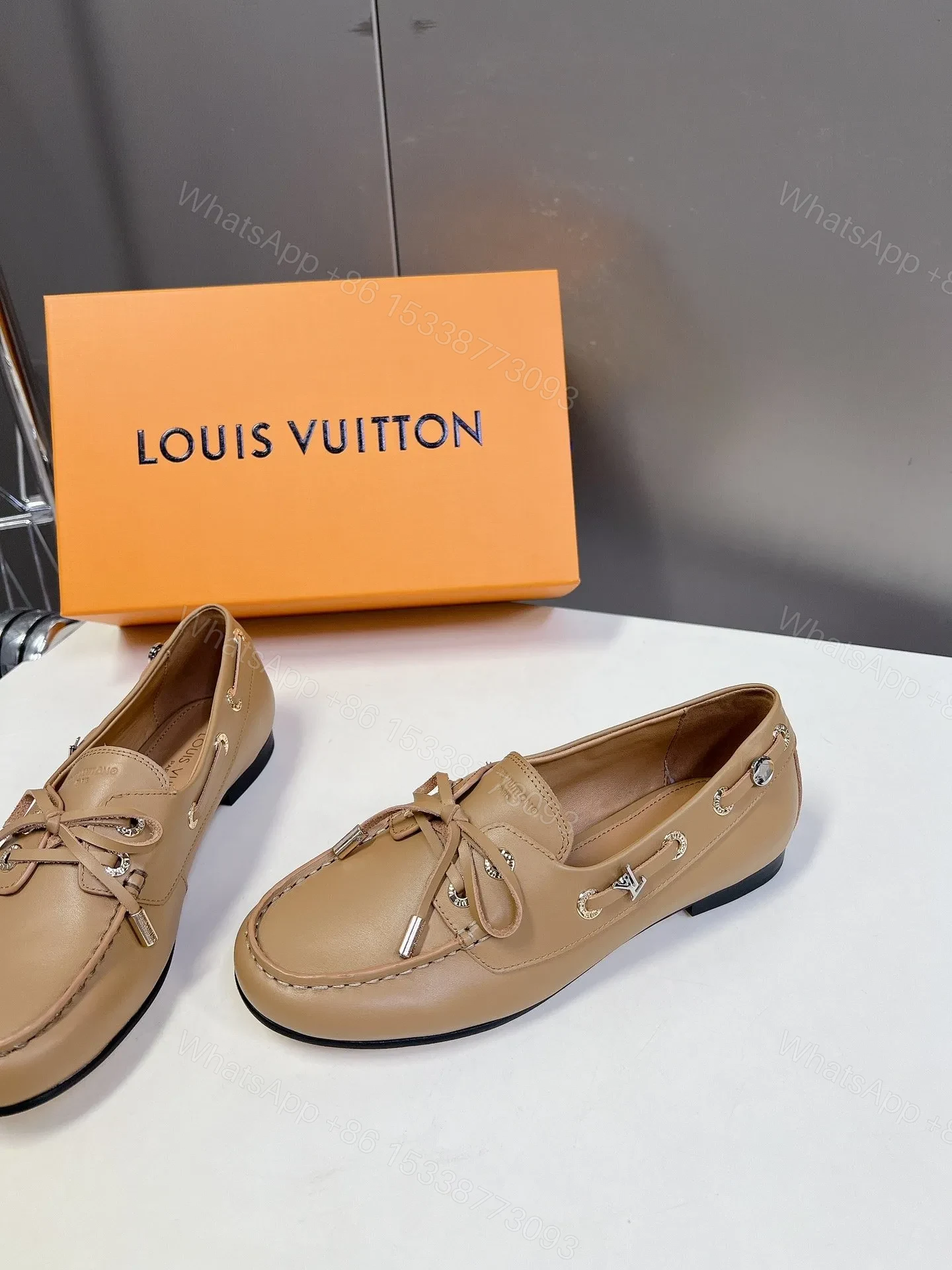 View 4 of LV Women Beige Leather Loafers
