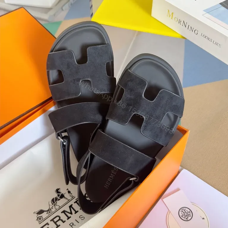 View 6 of Bold Hermes-Inspired Sandals: Architectural Cutouts, Leather