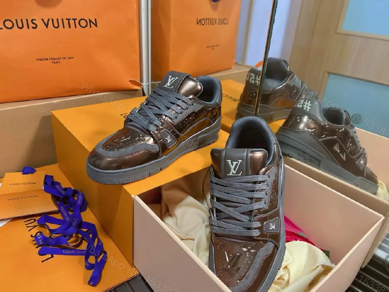 View 3 of Dark Metallic LV-Heritage Runner: Bold Luxury, All-Day Comfort
