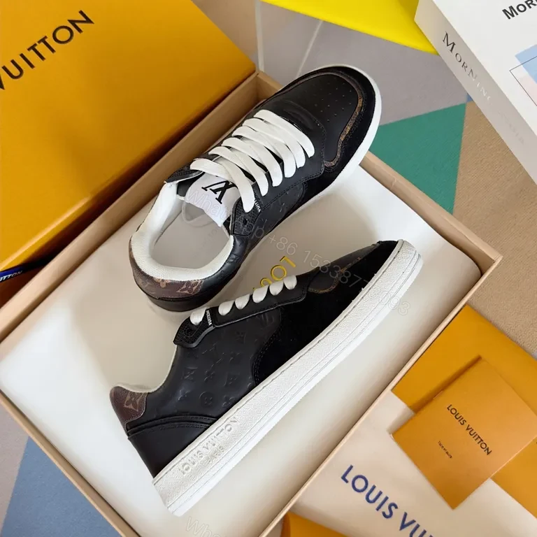 View 7 of Luxury LV-Style High-Top Sneakers: Contrast Craftsmanship