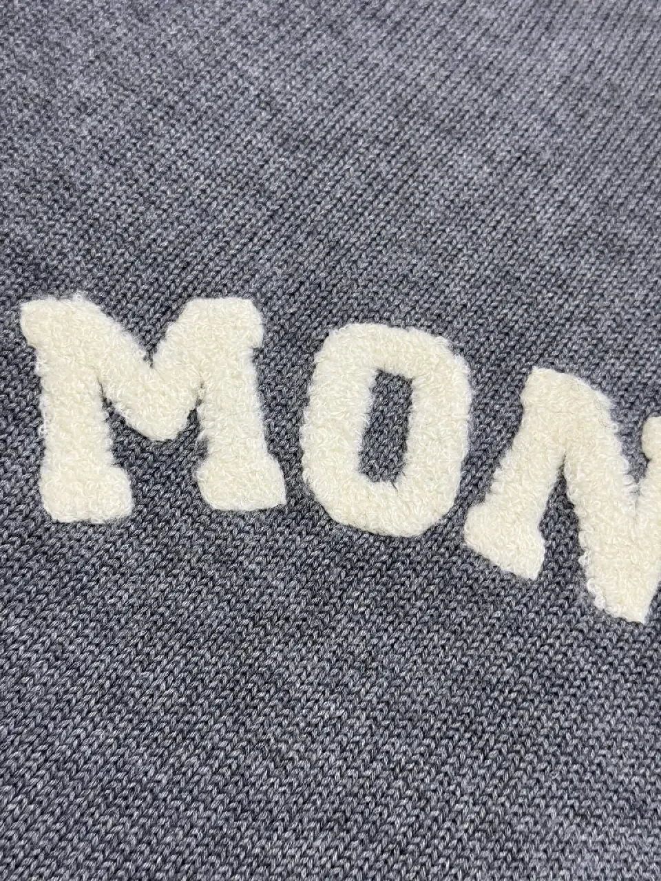 View 7 of Gray Knit Crewneck Sweater – Subtle Texture, Logo Accent