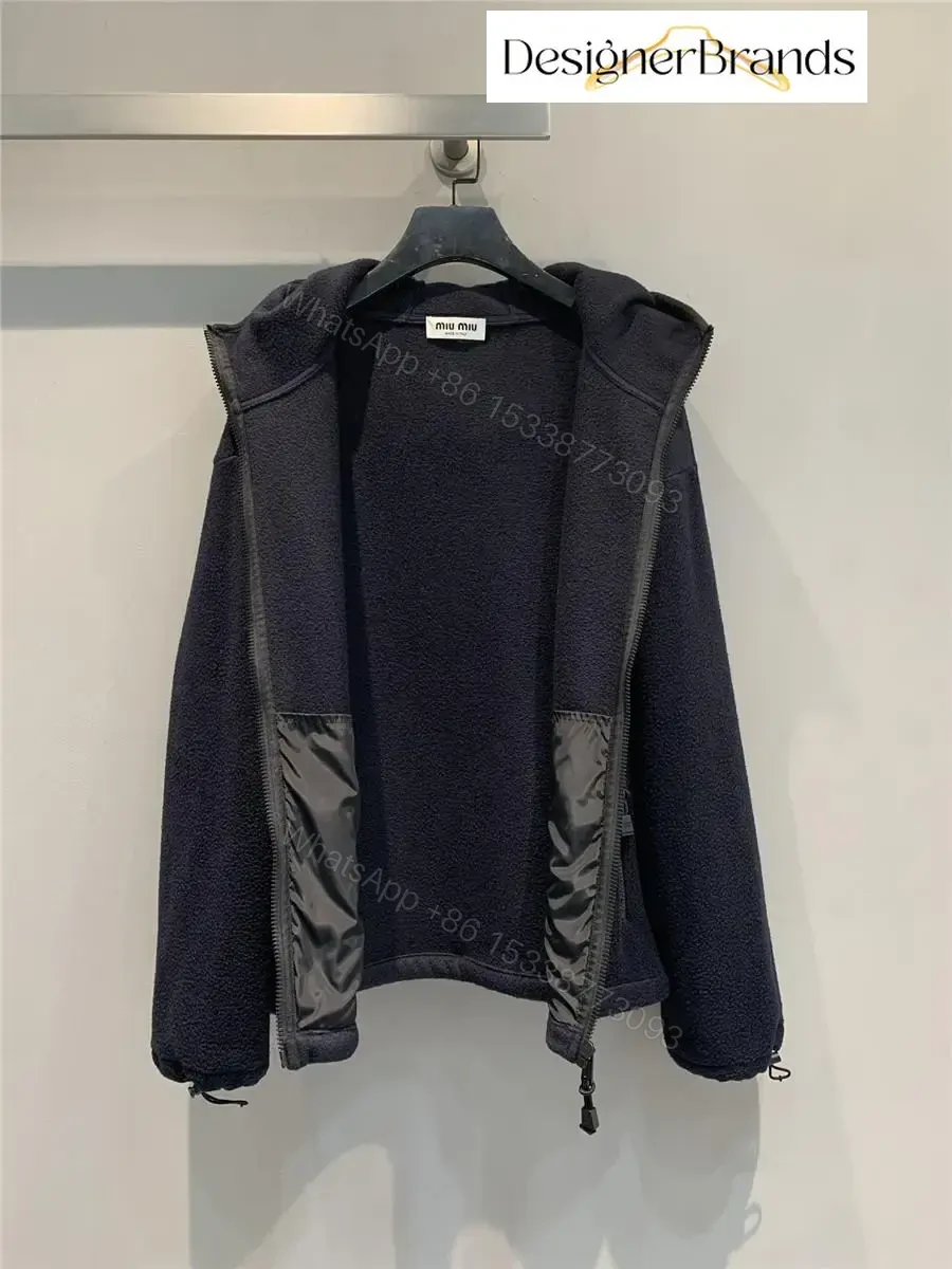 View 6 of Cozy Black Fleece Jacket with Minimalist Luxe Logo, Unisex, Winter-ready