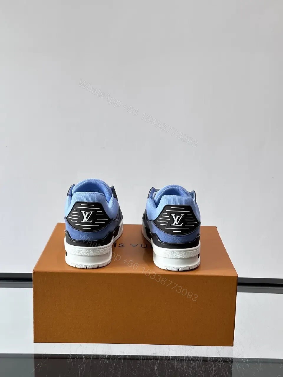 View 7 of Blue Denim Nike-Style Sneakers Luxe-Detail Terrace Shoe