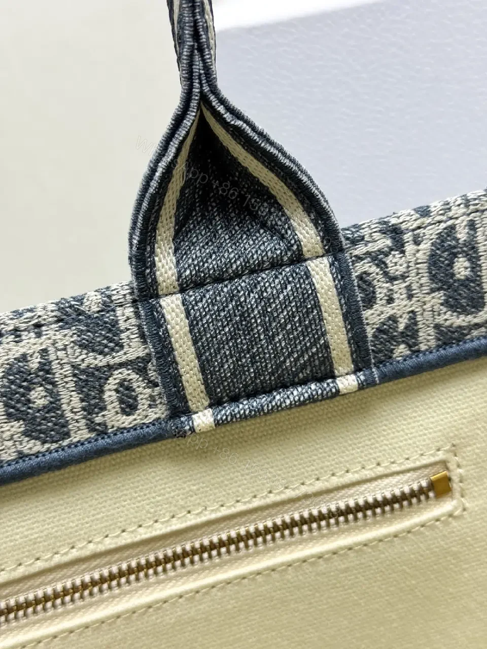 View 8 of Denim-Texture Tote: Luxe Everyday Carryall with Structured Style
