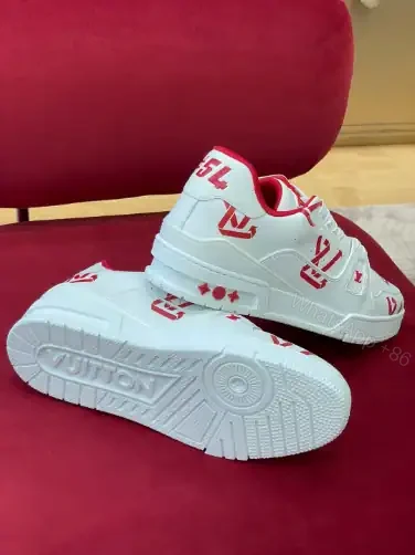 View 7 of LOUIS VUITTON TRAINER LOW-TOP SNEAKERS IN WHITE AND RED – LSVT388