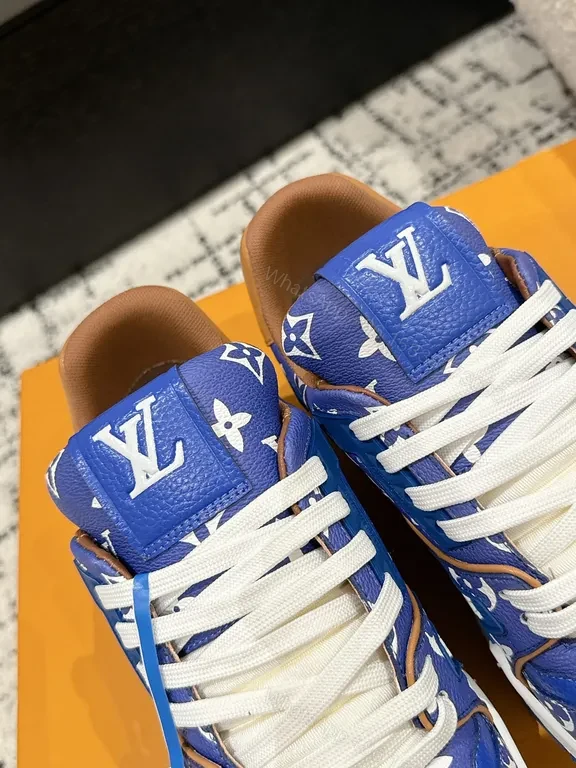 View 3 of Bold Electric Blue LV-Style Monogram High-Tops: All-Day Comfort