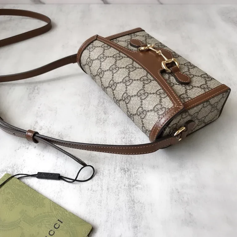 View 4 of Compact Monogram Crossbody: GG Supreme Canvas, Leather Trim