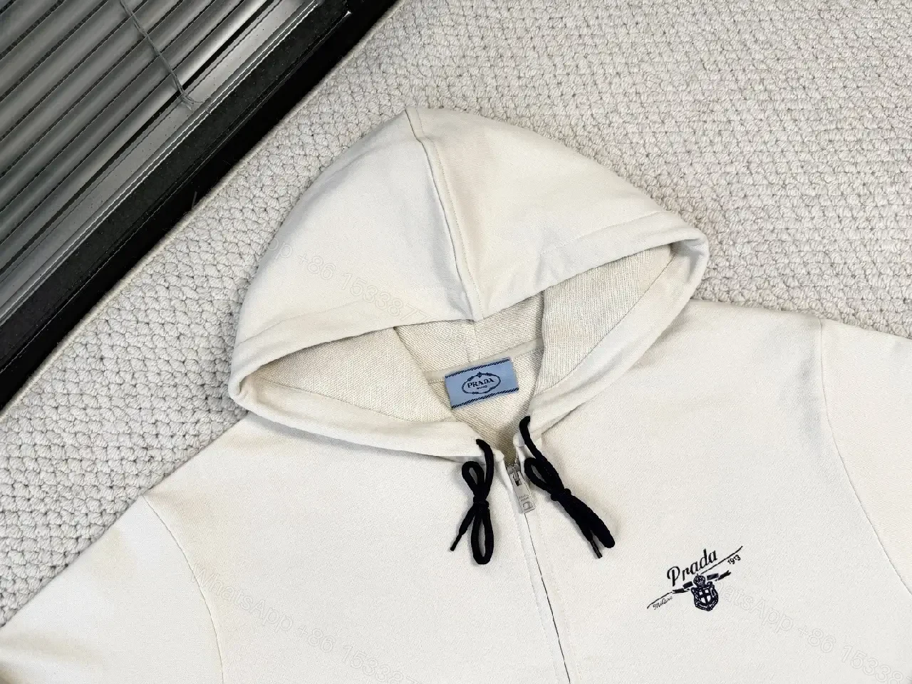 View 7 of Off-White Cotton-Blend Minimalist Zip Hoodie