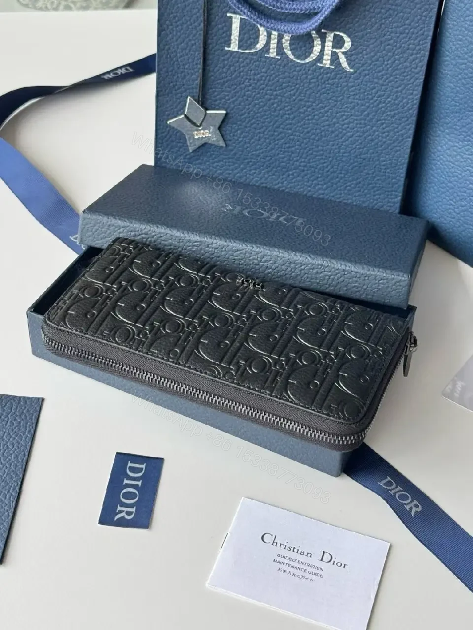 View 3 of Structured Leather Wallet: Embossed Mono, Slim, Cardholder Edge