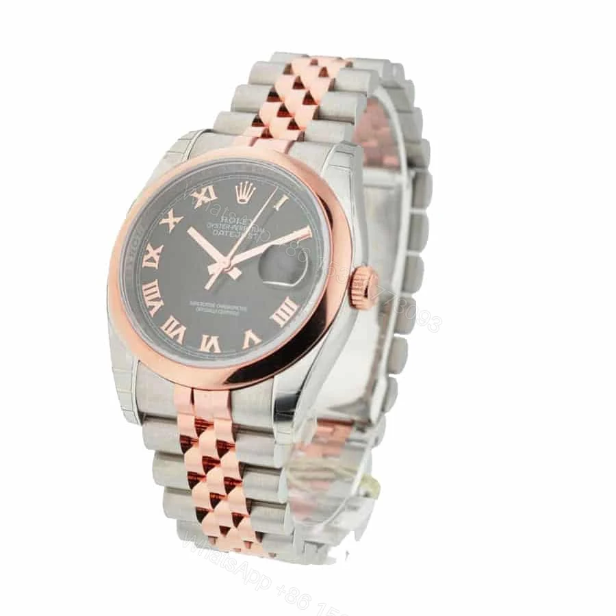 View 2 of Rolex Datejust 116201 Super Clone : Two-Tone Everose Roman Black Dial 36mm | Super Clone Watches