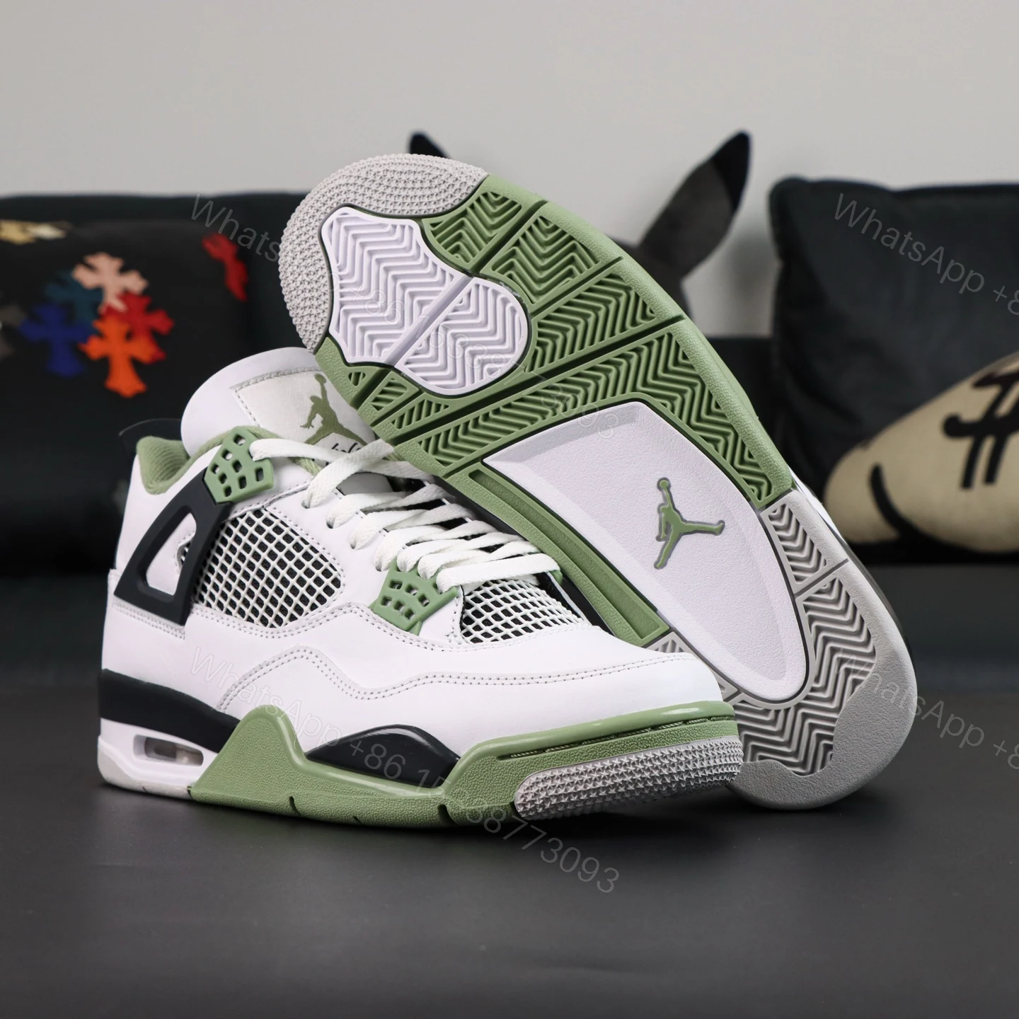 View 3 of Air Jordan 4 Retro “Seafoam” Oil Green​ Reps