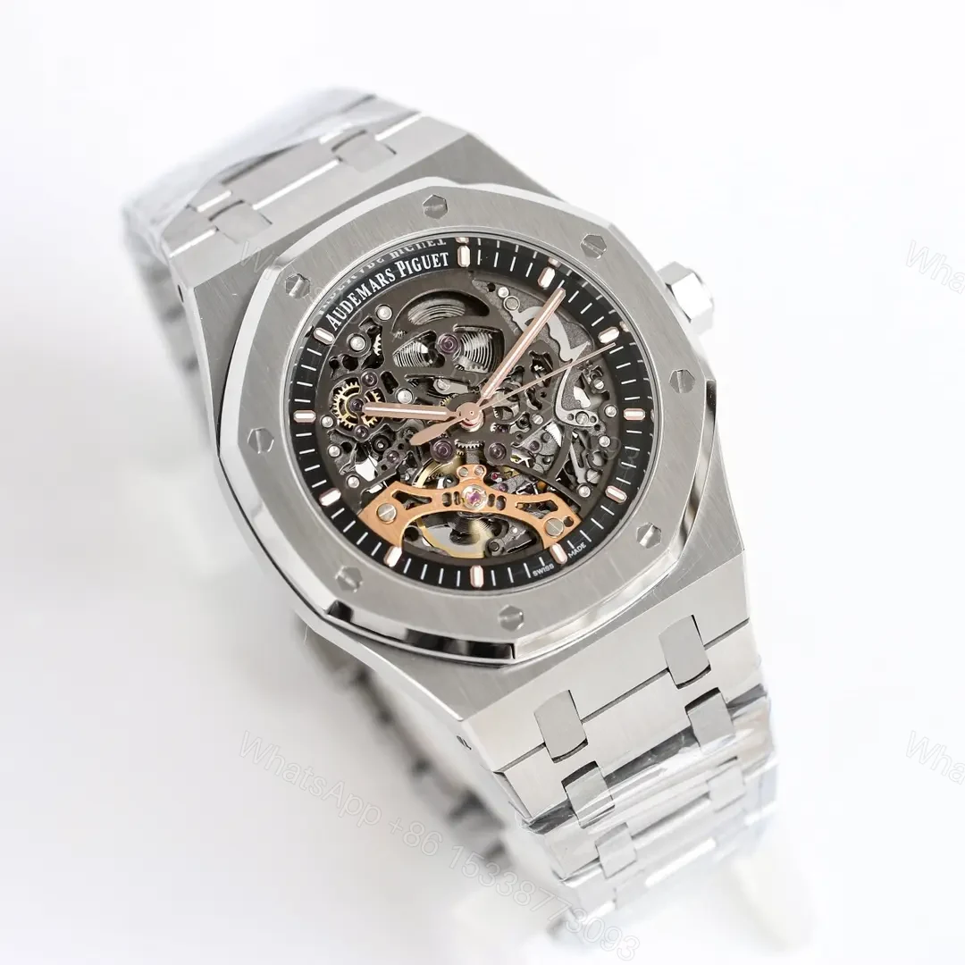 View 2 of JF Factory Audemars Piguet Royal Oak Offshore 15407ST.OO.1220ST.01 Men’s Mechanical Watch – Silver with Rose Gold Accents, Skeleton Dial, 41mm